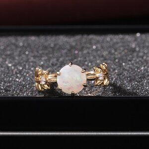 💍"Dainty Opal CZ Gold Plated Beautiful Fashion Leaf Trendy , UNVN12038